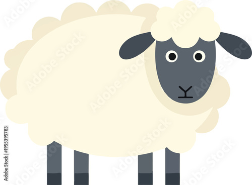 Stylized illustration of a sheep with cream wool and a dark gray face