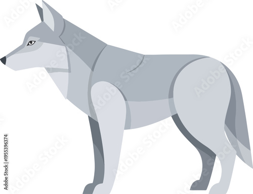 Stylized profile illustration of a gray wolf against a white background
