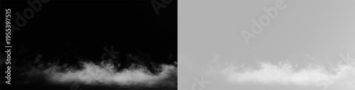 Schilderij op canvas Heavy dry ice smoke and liquid nitrogen vapor flow on transparent background