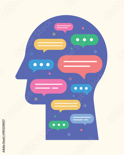 vector illustration of speaking, communication concept. A bubble, social and conversation sign. Social medial speech concept.