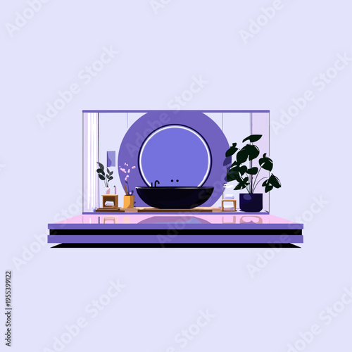 Floating Smart Mirror in Modern Bathroom