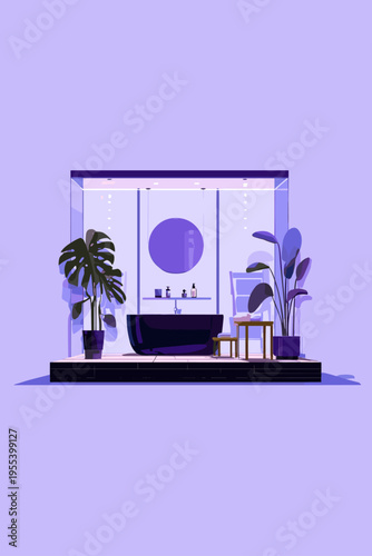 Floating Smart Mirror in Modern Bathroom