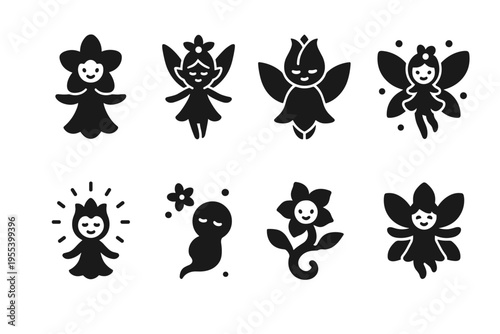 Floral Spirit Icons. Floral spirits of the forest. Filled icon set of floral spirits of the forest: blossom