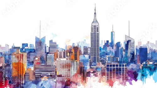 Empire State Building. Empire State Building hand drawn watercolor illustration
