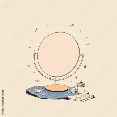 Levitating Smart Mirror Above Minimalist Vanity