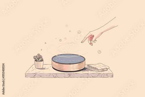 Levitating Smart Mirror Above Minimalist Vanity