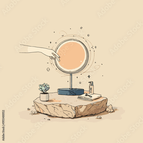 Levitating Smart Mirror Above Minimalist Vanity