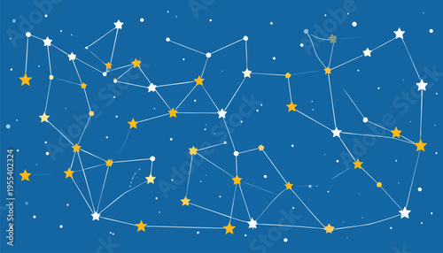 The stargazer observes constellations on a clear evening in the night sky with stars and planets.