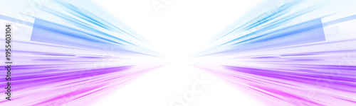 Vibrant red and blue light streaks flow across urban highways, forming glowing neon trails that illustrate high-speed motion. PNG	