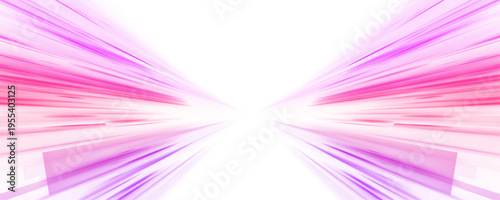High speed IT technology concept, abstract stripes as data transfer on white background in png format. A colorful motion background of city light trails.	