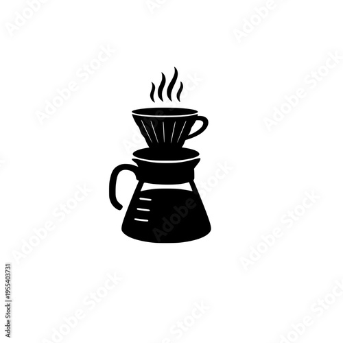 Black Silhouette of Pour Over Coffee Maker