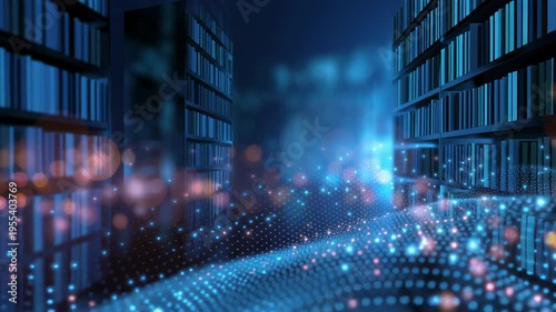 Wallpaper Mural bookshelves in library, modern library with digital catalog Torontodigital.ca