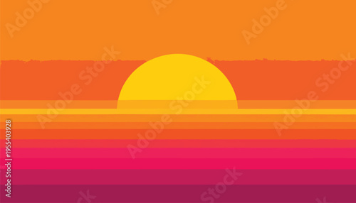 Vibrant sunset scene over serene ocean landscape with warm colorful sky