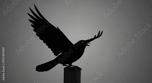 in flight with wings spread against a blue sky