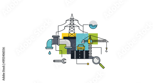 Modern Infrastructure Development: Energy, Water, Transport, and Construction Elements