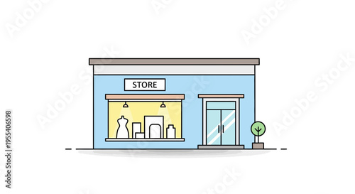 Modern Storefront Facade with Display Window and Entrance