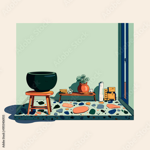 Terrazzo Floor Sample with Minimal Decor