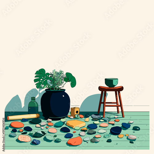 Terrazzo Floor Sample with Minimal Decor