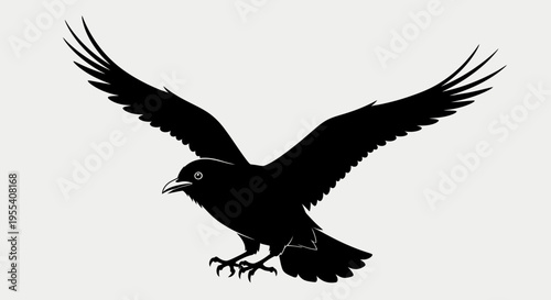 in flight with wings spread against a blue sky