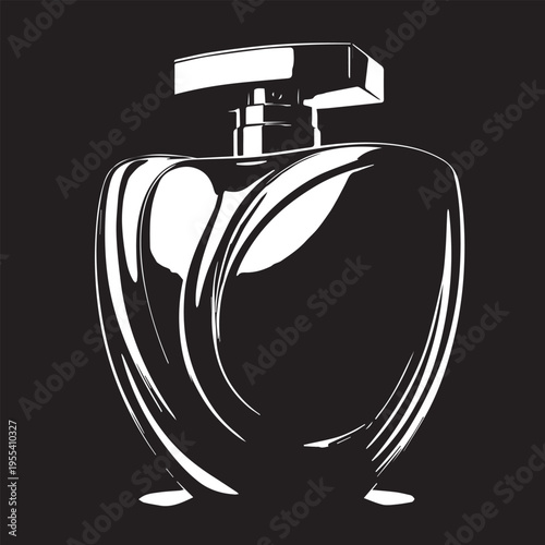 Elegant perfume bottle silhouette isolated minimal luxury fragrance design vector