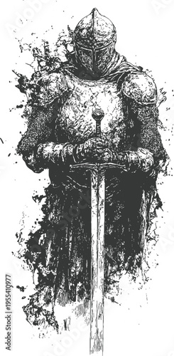 A knight in armor holding a sword