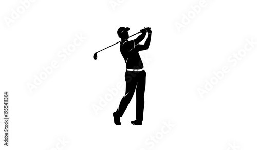 Golfer follow through silhouette vector logo elegant golf player finishing swing isolated on white
Keywords