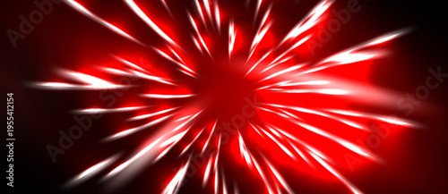 Red burst radiates outward. Sharp lines create dynamic energy effect against black background. Intense visual impact.