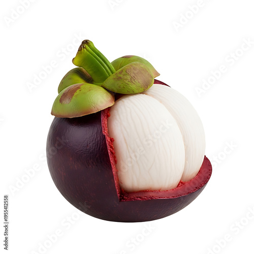 red apple with green leaf on white