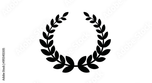 A simple black laurel wreath on a white background, symbolizing honor and achievement.