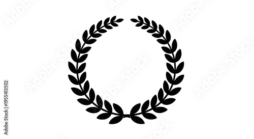 A black laurel wreath icon on a white background, symbolizing achievement and honor.