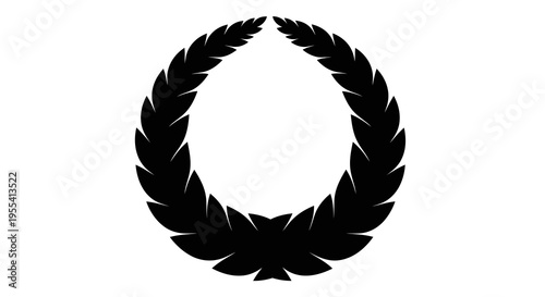 A black laurel wreath symbolizing achievement and honor on a white background.