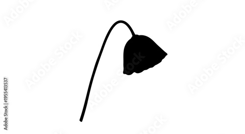 A simple black silhouette of a lamp on a white background