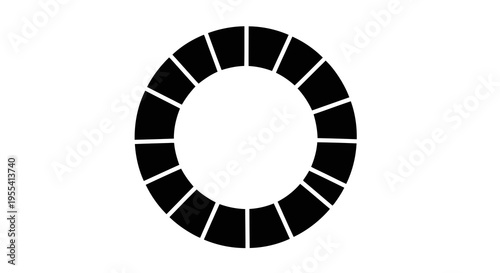 A black circular loading animation symbol on a white background.