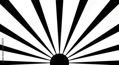 A black sunburst design on a white background with radiating lines.