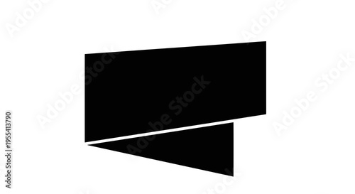 A simple black geometric shape on a white background is displayed.