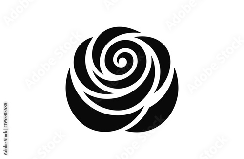 Circular spiral rose bloom icon for modern beauty brand and fashion identity