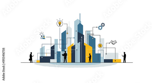 Smart City Innovation Concept: Connected Buildings, Ideas, and Business Growth