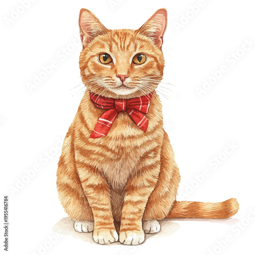 watercolor graphic of Cat illustration, isolated on a white background.