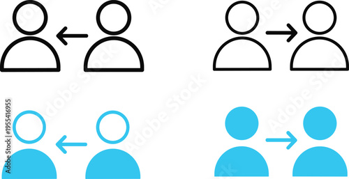 Fényképezés User Transfer Direction Icon Set with Left and Right Arrows for Account Switchin