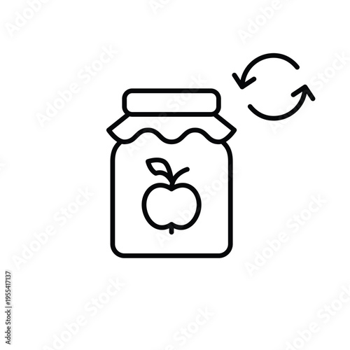 Pantry shelf life cycle. Apple jam jar and renew arrows. Pixel perfect, editable stroke vector icon