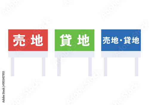 売り地　売地　貸地　貸し土地　看板　不動産　複数　セット
