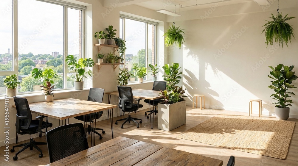 Fototapeta premium Green Office Workspace with Sustainable Eco Friendly Business Environment