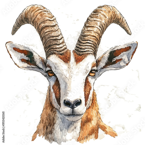 watercolor painting of Antelope graphic, isolated on a white background.