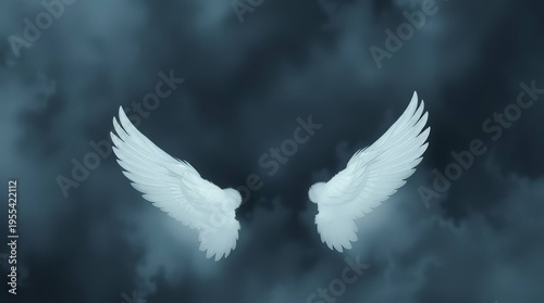 white wings on black background