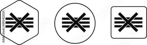 No Sound Audio Mute Icon Set with Crossed Speaker Lines Symbol, Silent Mode Warning Sign for Apps, Media Controls, and Digital Interface Design