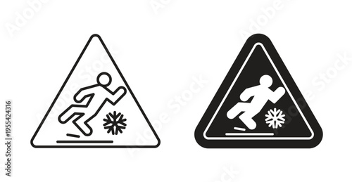 Slippery ice signs. web vector design