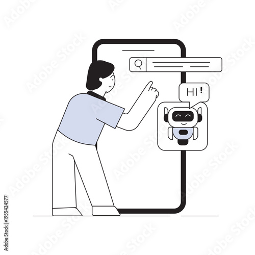 AI icon with notification bell and communication signals.