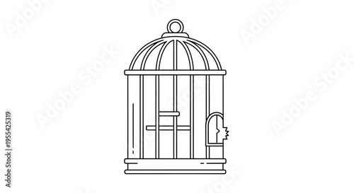 Bird Cage Illustration.