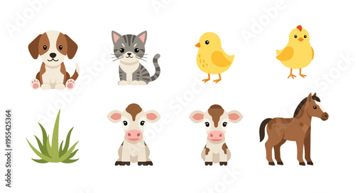 Cartoon Farm Animals Collection.
