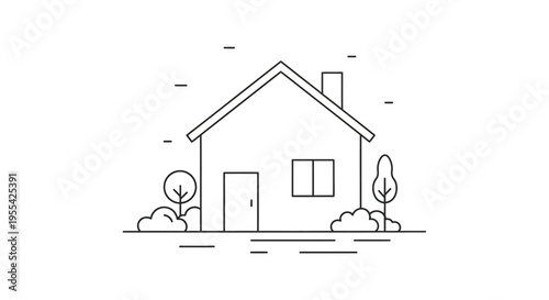 Simple House Line Drawing.